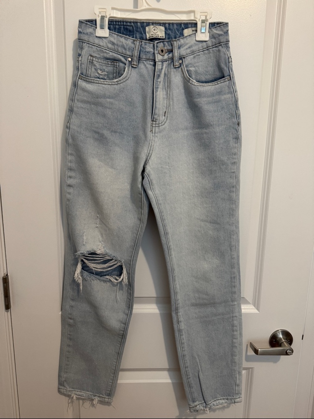 Cotton On Light Wash Distressed Mom Jeans